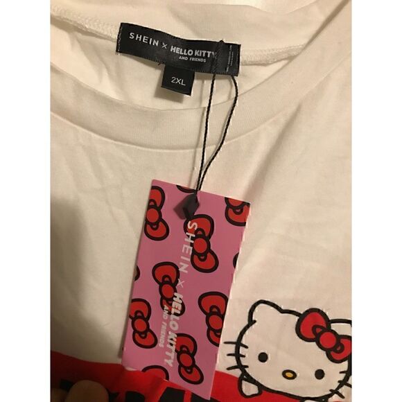 Hello Kitty White Crop T Shirt Tie Front Hem Short Sleeves 2XL - Picture 8 of 9